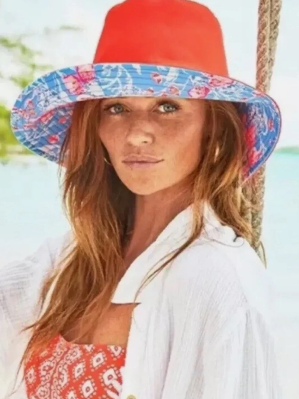 Lilly Pulitzer Reversible Canvas UPF 50 Bahamian Rhapsody's Sun Hat GWP NWT OS